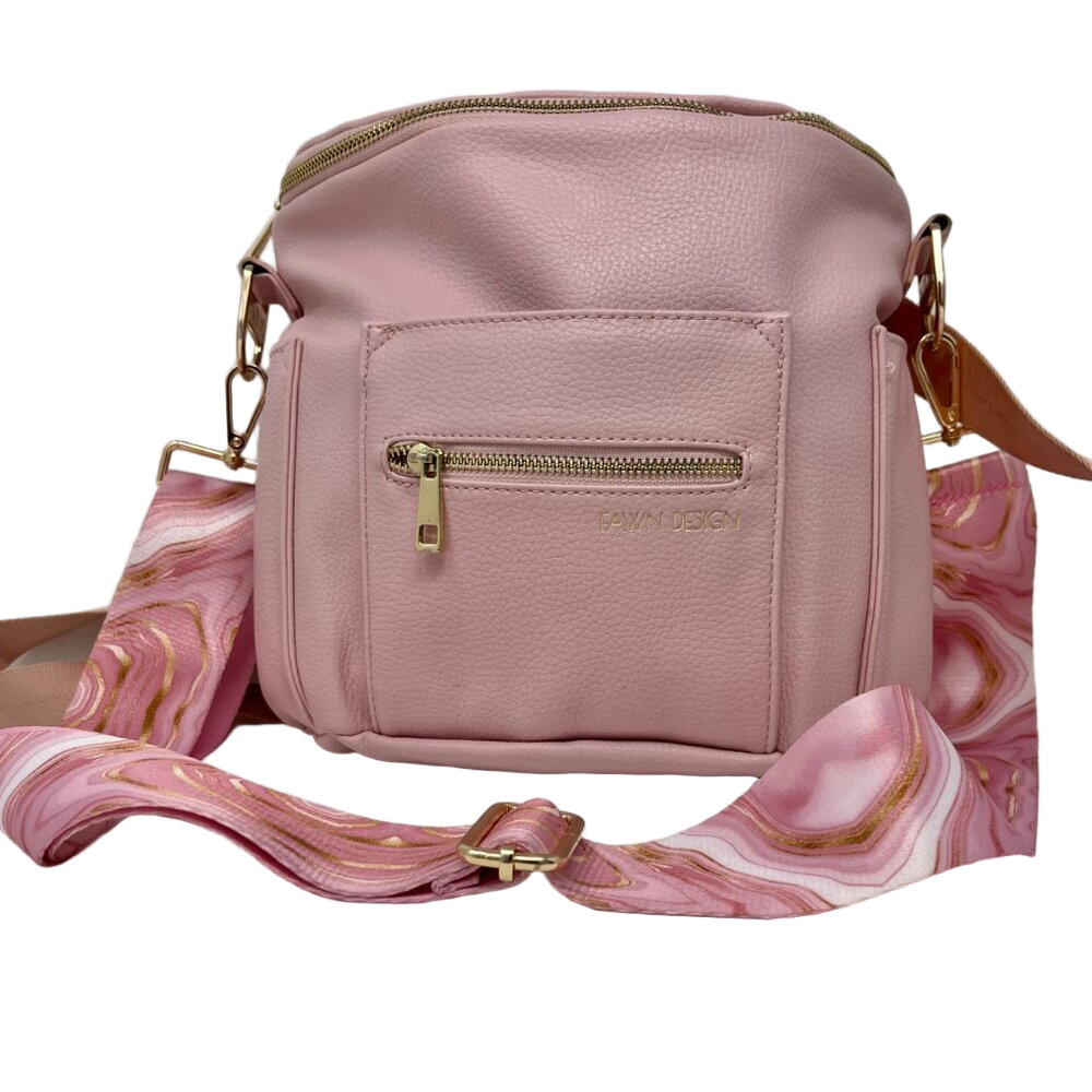 Fawn Design "The Mini" Diaper Bag - Blush Pink Vegan Leather Backpack/Messenger